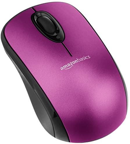 Amazon Basics Wireless Computer Mouse with USB Nano Receiver - Purple