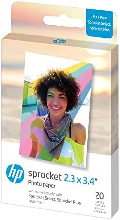 HP Sprocket 2.3 x 3.4" Premium Zink Sticky Back Photo Paper (20 Sheets)