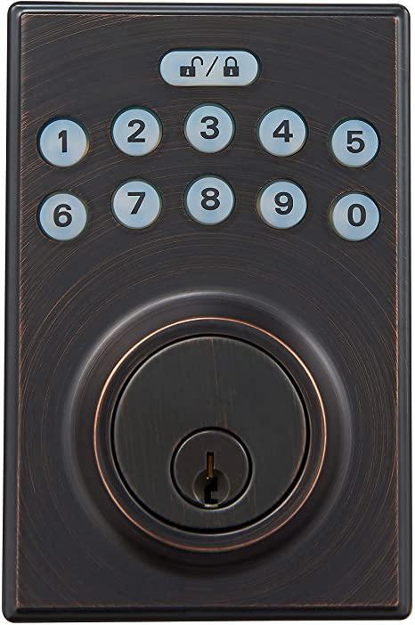 Amazon Basics Contemporary Electronic Keypad Deadbolt Doot Lock, Keyed Entry, Oil Rubbed Bronze