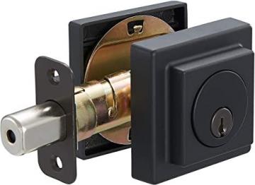 Amazon Basics Contemporary Square Deadbolt Door Lock, Single Cylinder, Matte Black