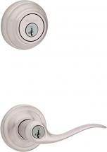 Kwikset Tustin Keyed Entry Lever and Single Cylinder Deadbolt Combo Pack, Satin Nickel