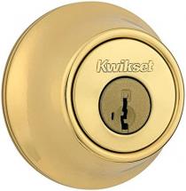 Kwikset 660 Single Cylinder Deadbolt featuring SmartKey Security in Polished Brass