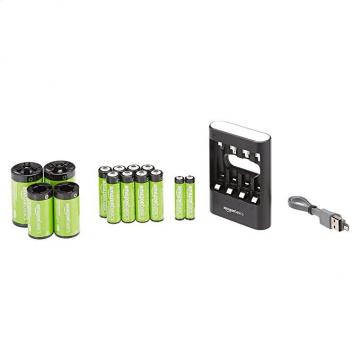 Amazon Basics USB Battery Charger Pack, Black