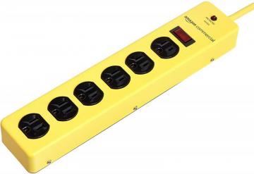 AmazonCommercial Heavy Duty Metal Surge Protector Power Strip, 4 PACK, Yellow