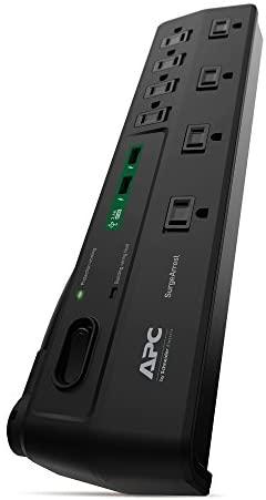 APC Power Strip with USB Charging Ports, Surge Protector P8U2, 2630 Joules, Flat Plug, 8 Outlets