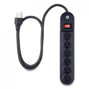 GE Heavy Duty Six Outlet Power Strip, 3 ft Cord, Black