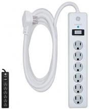 GE 6-Outlet Surge Protector, 10 Ft Extension Cord, Power Strip, 800 Joules, Flat Plug