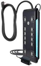GE UltraPro 12 Outlet Surge Protector, Tethered 2 USB Ports, 8 Ft Power Cord, 4320 Joules