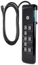 GE Surge Protector, 8 Outlet Power Strip, Extra-Long 8ft Power Cord, Flat Plug, Power Filter