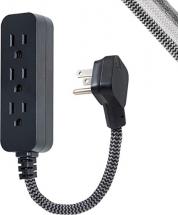 GE Pro Mini 3-Outlet Power Strip with Surge Protection, 6 Inch Designer Braided Extension Cord