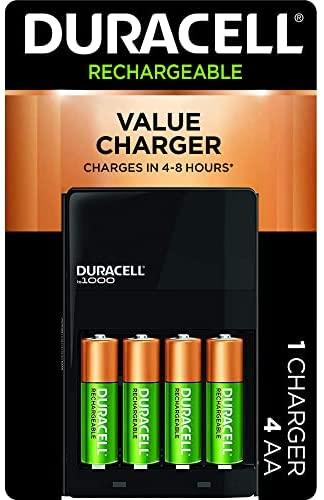 Duracell Ion Speed 1000 Battery Charger with 4 AA Batteries - charger for AA and AAA batteries