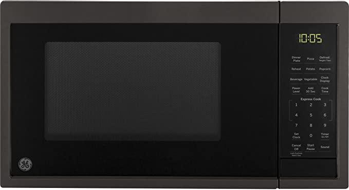GE JES1095BMTS Microwave Oven, 0.9 Cubic Feet Capacity, 900 Watts, Black Stainless Steel