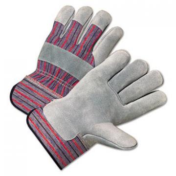 Anchor Brand 2000 Series Leather Palm Gloves, Gray/Red, Large, 12 Pairs (2100)