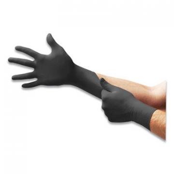 Ansell MICROFLEX MidKnight Powder-Free Nitrile Gloves, 4.7 mil Palm, Black, 100/Box