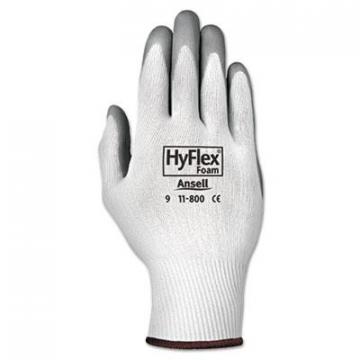 Ansell HyFlex Foam Gloves, White/Gray, Size 9, 12 Pairs (118009)