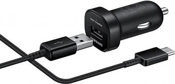 Samsung Original Mini Adaptive Fast Charging Car Charger with USB Type C Cable, Black