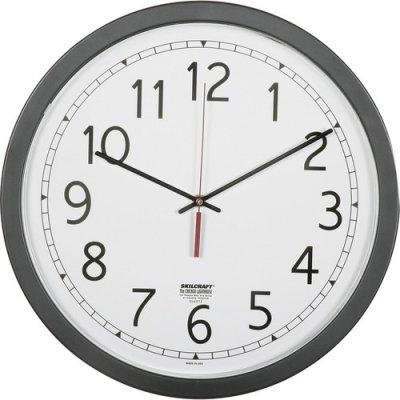 AbilityOne 6645016238824 SKILCRAFT Quartz Wall Clock, 16.5" Overall Diameter, Black Case