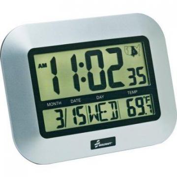 AbilityOne 6645016611877 SKILCRAFT LCD Digital Radio-Controlled Clock, 7.25" x 9.75", Sliver Case