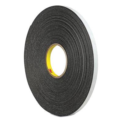 3M 4466 Double-Coated Foam Tape, 1" Core, 0.5" x 5 yds, Black