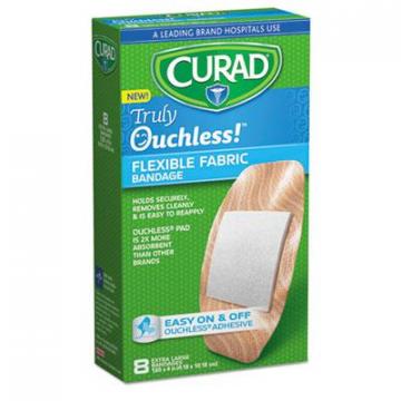 Medline Curad Ouchless Flex Fabric Bandages, 1.65 x 4, 8/Box