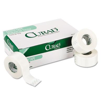 Medline Curad First Aid Cloth Silk Tape, 1" Core, 2" x 10 yds, White, 6/Pack
