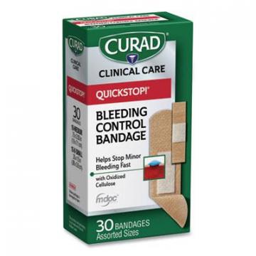 Medline Curad QuickStop Flex Fabric Bandages, Assorted, 30/Box