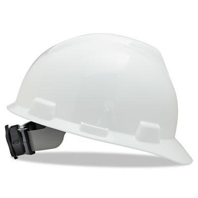 MSA V-Gard Hard Hats, Ratchet Suspension, Size 6 1/2 - 8, White