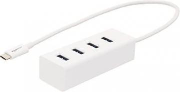 Amazon Basics USB 3.1 Type-C to 4 Port USB Adapter Hub - White