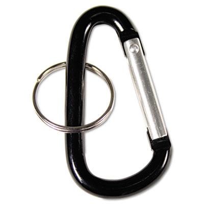 Advantus Carabiner Key Chains, Split Key Rings, Aluminum, Black, 10/Pack (75555)