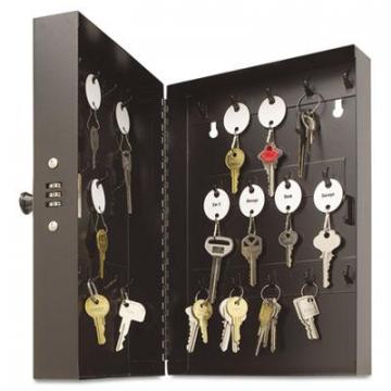 MMF SteelMaster Hook-Style Key Cabinet, 28-Key, Steel, Black, 7-3/4"w x 3-1/4"d x 11-1/2"h