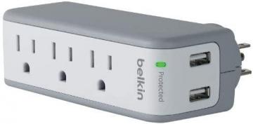 Belkin Wall Mount Surge Protector, 3 AC Multi Outlets & 2 USB Ports