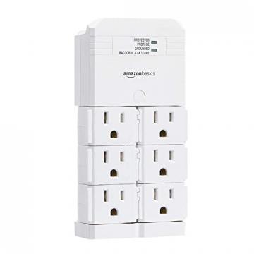 Amazon Basics Rotating 6-Outlet Surge Protector Wall Mount - 1080 Joules