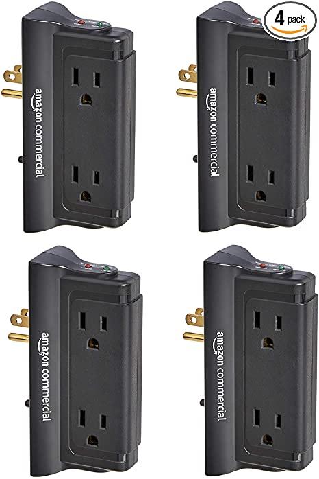 AmazonCommercial Black,4-PackMounted Wall Adapter Tap Surge Protector