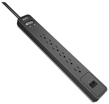 APC PE6T 6-Outlet Surge Protector Power Strip with Telephone Protection