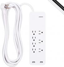 GE UltraPro 7-Outlet Surge Protector, 2 USB Ports, 15 Ft Extension Cord