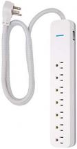 GE UltraPro 7-Outlet Surge Protector, 6 Ft Designer Braided Extension Cord