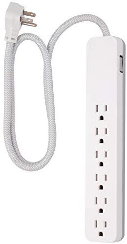 GE UltraPro 6-Outlet Surge Protector, 3 Ft Designer Braided Extension Cord
