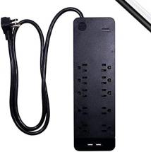 Ge GE, Black, Strip Surge Protector Charger, 10 Outlets, 2 USB Ports, Fast Charge