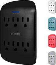Philips 6-Outlet Extender Surge Protector, 900 Joules, 3-Prong, Space Saving Design