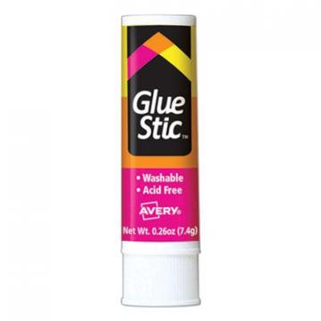 Avery Permanent Glue Stic, 0.26 oz, Applies White, Dries Clear