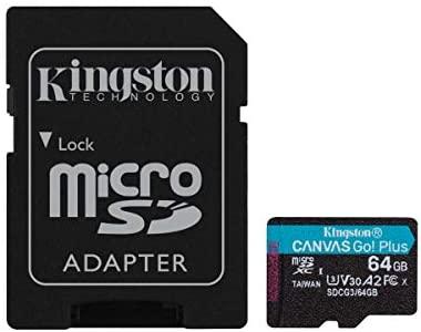 Kingston 64GB microSDXC Canvas Go Plus 170MB/s Read UHS-I, C10, U3, V30, A2/A1 Memory Card