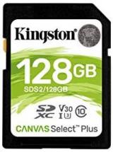 Kingston 128GB SDXC Canvas Select Plus 100MB/s Read Class 10 UHS-I U1 V30 Memory Card