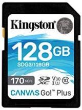 Kingston 128GB SDXC Canvas Go Plus 170MB/s Read UHS-I, C10, U3, V30 Memory Card