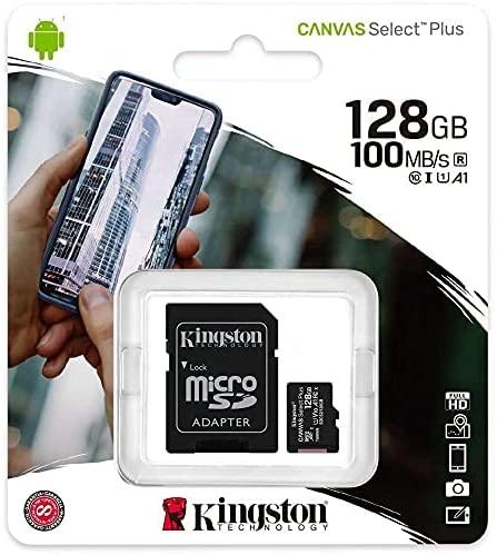 Kingston 128GB microSDXC Canvas Select Plus 100MB/s Read A1 Class 10 UHS-I Memory Card + Adapter