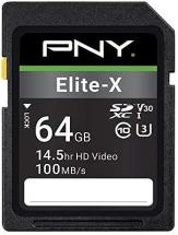 PNY 64GB Elite-X Class 10 U3 V30 SDXC Flash Memory Card