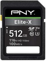 PNY 512GB Elite-X Class 10 U3 V30 SDXC Flash Memory Card