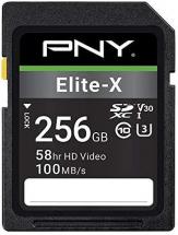 PNY 256GB Elite-X Class 10 U3 V30 SDXC Flash Memory Card
