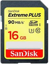 SanDisk Extreme Plus SDHC UHS-I/U3 16GB Memory Card