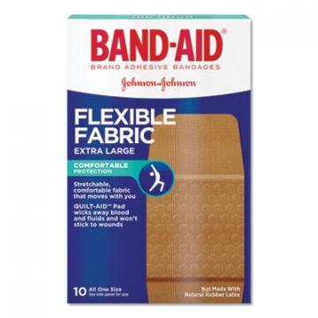BAND-AID Flexible Fabric Extra Large Adhesive Bandages, 1.25" x 4", 10/Box