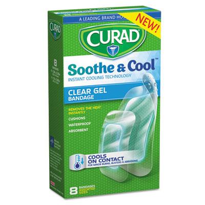 Medline Curad Soothe & Cool Clear Gel Bandages, Assorted, Clear, 8/Box